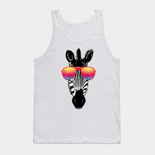 Summer Party Zebra With Sunglasses Tank Top